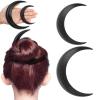 2PCS Moon Hair Fork, Hair Sticks Moon Hair Clip Sailor Crescent Moon Hair Accessories Portable Moon Hairpin Hair Styling Tool 2 Sizes (Black) view 1
