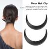 2PCS Moon Hair Fork, Hair Sticks Moon Hair Clip Sailor Crescent Moon Hair Accessories Portable Moon Hairpin Hair Styling Tool 2 Sizes (Black) view 3