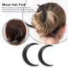 2PCS Moon Hair Fork, Hair Sticks Moon Hair Clip Sailor Crescent Moon Hair Accessories Portable Moon Hairpin Hair Styling Tool 2 Sizes (Black) view 4