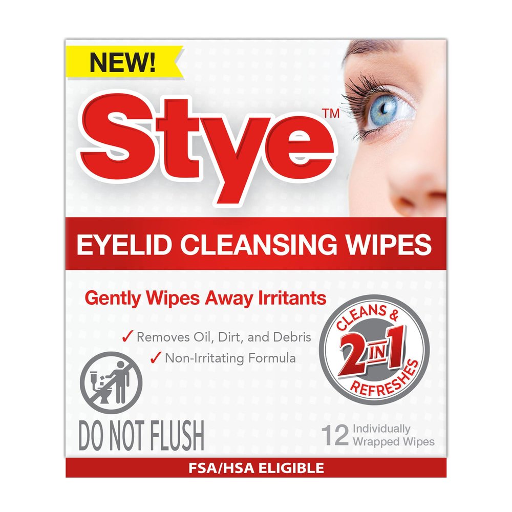 Stye Cleansing Eyelid Wipes  Individually Wrapped Face Wipes Gently Remove Oil, Dirt & Other Contaminants, 12 Count