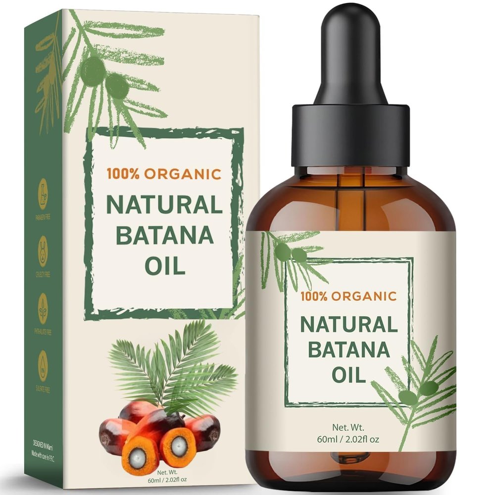 100% Pure Batana Oil  Organic Hair Growth Treatment for Damaged Hair, Eyebrows & Beard