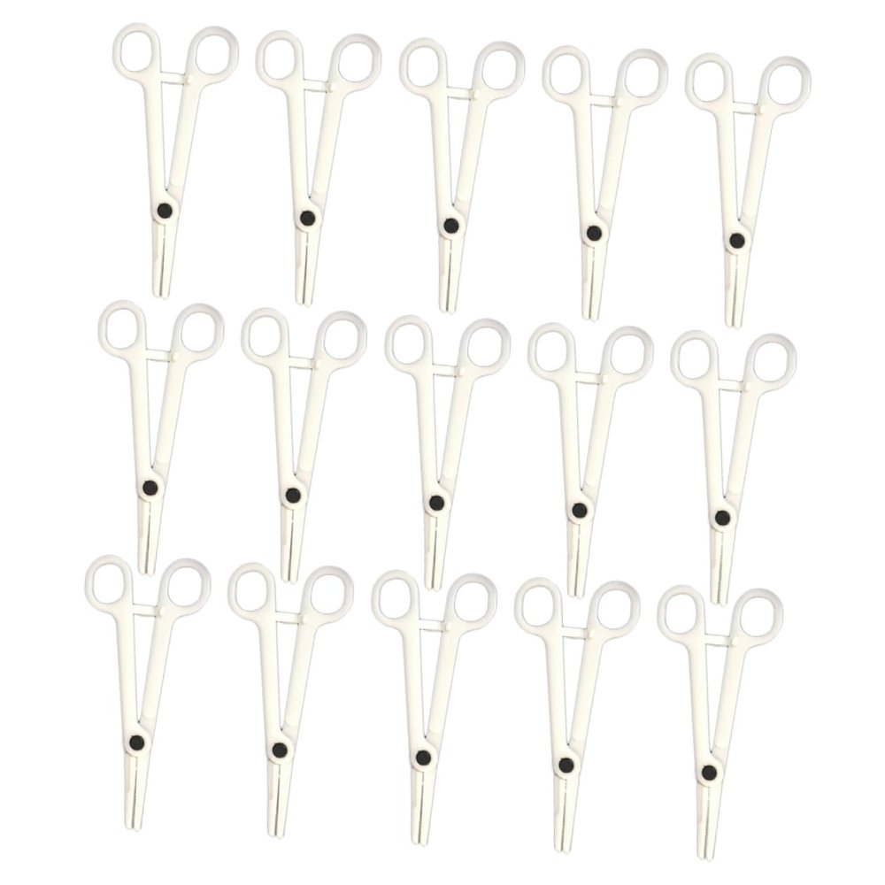ARTSEWPLY 15pcs Disposable Body Piercing Forceps Plastic Clamps for Professional Piercing Needs for Tongue Belly Lip Nose and More