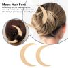 2PCS Moon Hair Fork, Hair Sticks Moon Hair Clip Sailor Crescent Moon Hair Accessories Portable Moon Hairpin Hair Styling Tool 2 Sizes (Beige) view 2