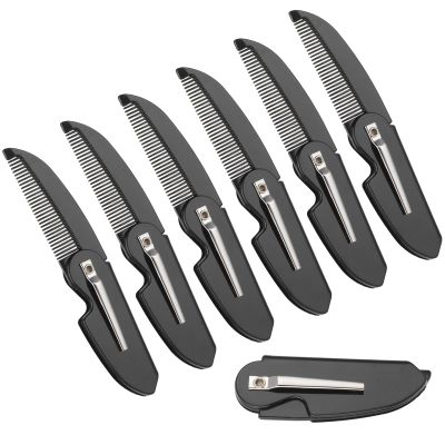 6 Pack Beard Comb for Men, Portable Folding Mustache Comb, Travel Pocket Size Hair & Facial Hair Grooming Kit, Premium Plastic Mens Combs for Beard Care, Gift Idea