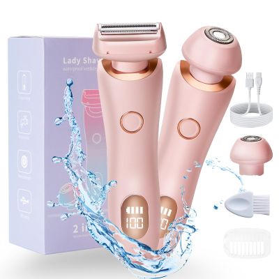 Dusk Razor for Women, Silk Glide Pro 3.0 Shaver, Livora Electric Razor for Women, 2-in-1 Waterproof Painless Hair Removal Wet & Dry Shaver with Removable Head for Leg Arm Underarm Bikini Area (Pink)
