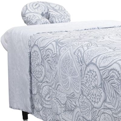 ForPro Premium Designer Microfiber 3-Piece Massage Sheet Set, Island Tranquility, Ultra-Light, Stain and Wrinkle-Resistant, Includes Massage Flat Sheet, Fitted Sheet and Face Rest Cover, White