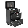 DUIBAII 3 in 1 Professional Rolling Makeup Train Case, Makeup Organizer Suitcase, Travel Beauty Luggage Trolley Lockable Make up Case for Travel Makeup/Nail Art/Hair Styling, Matte Black view 1