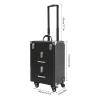 DUIBAII 3 in 1 Professional Rolling Makeup Train Case, Makeup Organizer Suitcase, Travel Beauty Luggage Trolley Lockable Make up Case for Travel Makeup/Nail Art/Hair Styling, Matte Black view 2