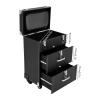 DUIBAII 3 in 1 Professional Rolling Makeup Train Case, Makeup Organizer Suitcase, Travel Beauty Luggage Trolley Lockable Make up Case for Travel Makeup/Nail Art/Hair Styling, Matte Black view 3
