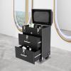 DUIBAII 3 in 1 Professional Rolling Makeup Train Case, Makeup Organizer Suitcase, Travel Beauty Luggage Trolley Lockable Make up Case for Travel Makeup/Nail Art/Hair Styling, Matte Black view 4