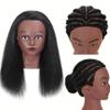 African Human Hair Mannequin Head for Braiding, 16 inch Cosmetology Manikin Doll Head with Real Hair for Styling Black Mannequin Head with Stand view 1