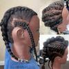 African Human Hair Mannequin Head for Braiding, 16 inch Cosmetology Manikin Doll Head with Real Hair for Styling Black Mannequin Head with Stand view 3