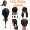 African Human Hair Mannequin Head for Braiding, 16 inch Cosmetology Manikin Doll Head with Real Hair for Styling Black Mannequin Head with Stand view 4