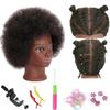 African Braiding Mannequin Head with 100% Human Hair, Cosmetology Mannequin Head with 8 Inch Afro Kinkys Curly Hair Training Manikin Doll Heads for Practice Braiding view 2