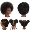 African Braiding Mannequin Head with 100% Human Hair, Cosmetology Mannequin Head with 8 Inch Afro Kinkys Curly Hair Training Manikin Doll Heads for Practice Braiding view 3