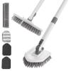 Bathtub Scrubber with Long Handle, 4 in 1 Scrub Brush for Shower, 180 Adjustable Shower Brush Cleaner, Bathroom Cleaning Tools Toilet Kitchen Glass Tile view 1
