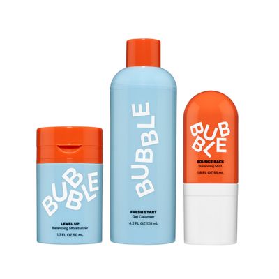 Bubble Skincare Level Up Gel Moisturizer (50ml) + Fresh Start Gel Cleanser (125ml) + Bounce Back Balancing Facial Toner Mist (55ml)