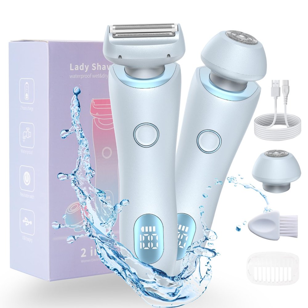 Dusk Razor for Women, Silk Glide Pro 3.0 Shaver, Livora Electric Racor for Women, 2-in-1 Waterproof Painless Hair Removal Wet & Dry Shaver with Removable Head for Leg Arm Underarm Bikini Area