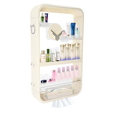 4-tier Wall Mounted Storage Rack, Cosmetic Display Cases, Makeup Organizer for Cosmetics,Skincare and Hair Accessories