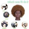 African Kinky-Curly Human Hair Mannequin Head, African Hair Mannequin Head Cosmetology Training Manikin Doll Head Black Mannequin Head for Braiding view 3