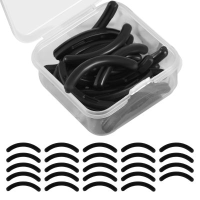 24pcs Eyelash Curler Refills, Soft Rubber Eyelash Curler Replacement Pads for Universal, Silicone Eye Lash Curler Makeup Beauty Tool Accessories, with Clear Storage Box (Black)