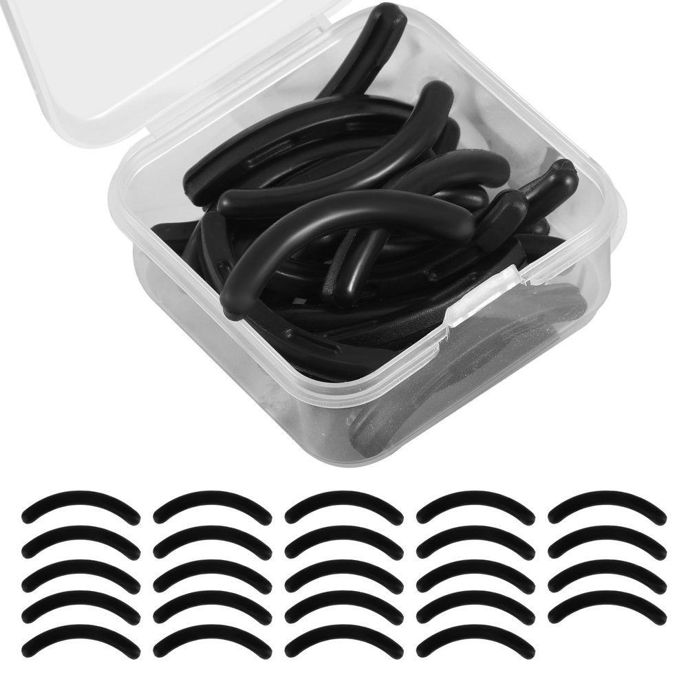 24pcs Eyelash Curler Refills, Soft Rubber Eyelash Curler Replacement Pads for Universal, Silicone Eye Lash Curler Makeup Beauty Tool Accessories, with Clear Storage Box (Black)