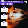 Ear Nose Piercing Kit 31pcs - Usiriy Piercing Needle Kit Piercing Needles Clamps Kit 16G 18G 20G Mixed Hollow Needles with 2 Piercing Clamps Forceps for Ear Nose Navel Nipple Lip Septum Body Piercing view 2