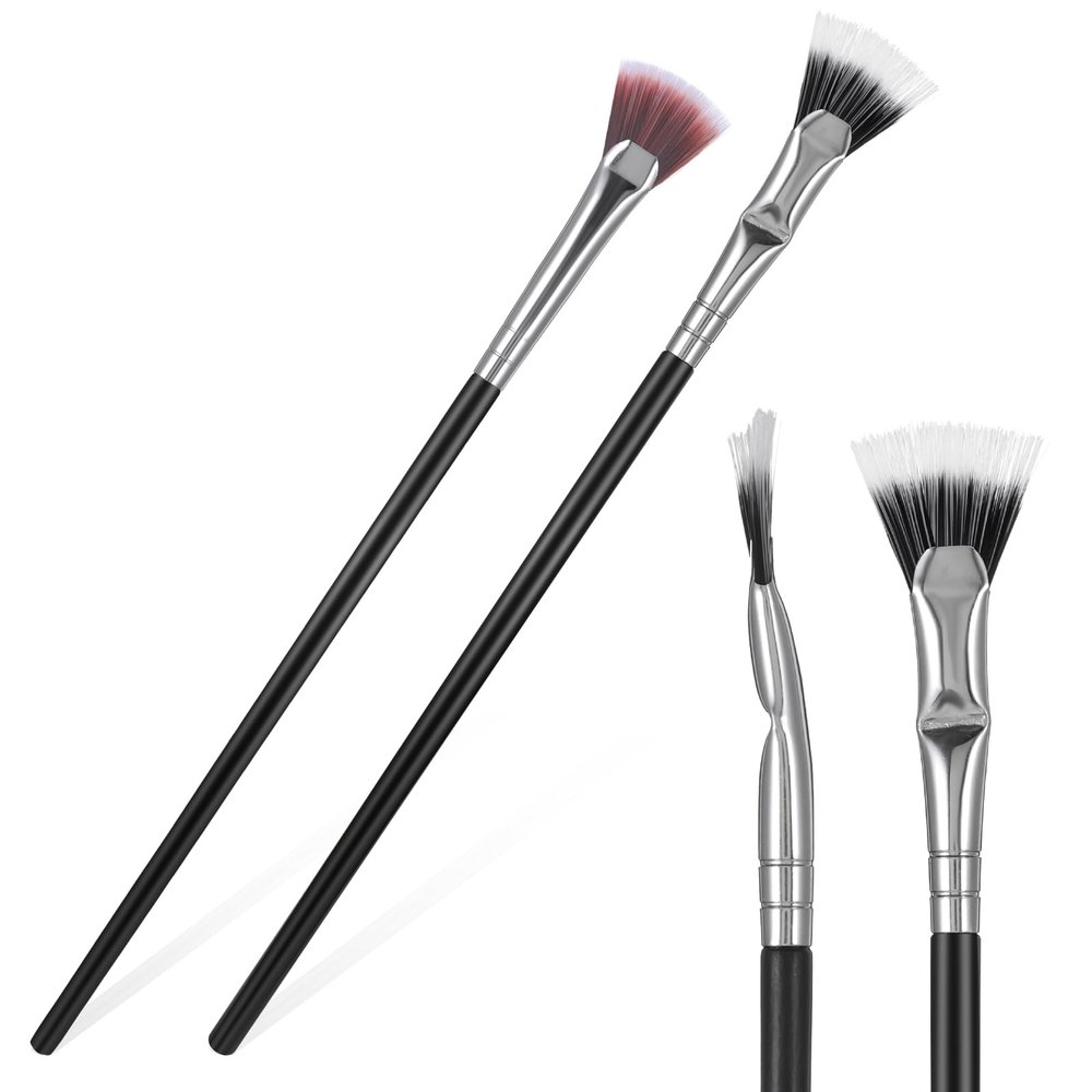 2Pcs Mascara Fan Brush, Folding Angle Scalloped Lash Brush Multifunctional Eyelash Brush with Soft Bristles Mascara Applicator Makeup Tool for Upper Lower Eye Lash Natural Lifted