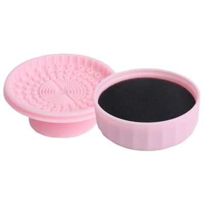 Beatifufu Makeup Brush Cleaner Box Dual-use Silicone Cleaning Tool for Efficient Makeup Brush Hygiene Gentle Texture for Eyeshadow and Brow Application Durable and Reusable Design Pink