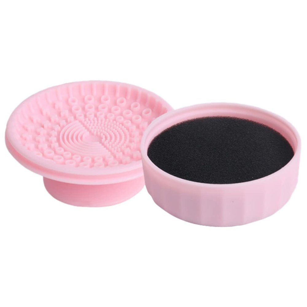 Beatifufu Makeup Brush Cleaner Box Dual-use Silicone Cleaning Tool for Efficient Makeup Brush Hygiene Gentle Texture for Eyeshadow and Brow Application Durable and Reusable Design Pink