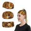 Gold Sequin Sparkle Sports Headbands for Men Women Sweatbands Moisture Wicking Workout Sweat Bands Mens Running Headband Sweat Head Bands for Tennis Stretchy Hairband view 1