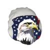 Bald Eagle Flag Print Shower Cap For Women,Reusable Bath Cap,Breathable Shower Caps,Bathing Shower Caps With Adjustable view 2