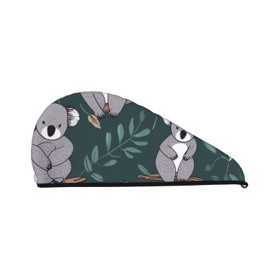 FHEBNDS Microfiber Hair Towel Cap Absorbent Hair Turban Towel Coral Velvet Hair Drying Towel Quick Dry Hair Wrap Cap with Button Lovely Koala Bath Cap Hair Cap Gift for Women