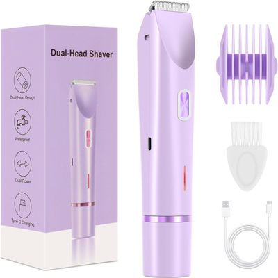 CheckSimple 2025 New Bikini Trimmer for Women,Dermave Bikini Shaver,2-in-1 Electric Razors for Women(Purple)