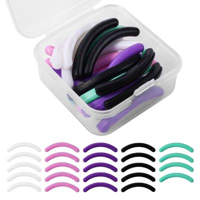 24pcs Eyelash Curler Refills, Eyelash Curler Pads Silicone Rubber Eyelash Curler Replacement Pads Universal Eyelash Curler Makeup Tool Accessories, with Clear Storage Box (Multi Color)