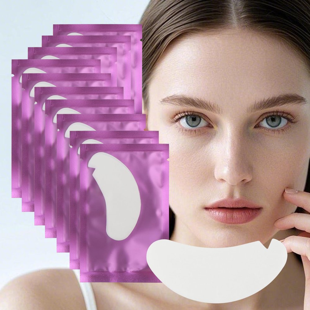 50 Pair V Shape Under Eye Gel Pads Hydrogel Eye Patches For Eyelash Extension, Lint Free Under Hydrogel Eye Mask Pads Lash Extension Supplies (Purple)