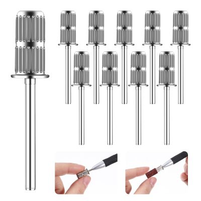 10 PCS Mandrel Nail Drill Bits, Professional Nail Bits for Nails Drill Heads Shaft 3/32 Inch Replacement Mandrel Bit for Nails Electric File Manicure Pedicure Tool (Silver)