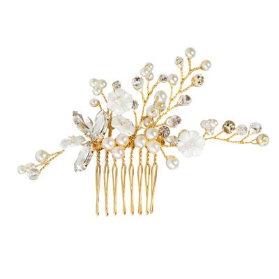 Beatifufu Women Crystals Hair Comb Bridal Flower Hair Jewelry for Wedding Decoration Elegant Wedding Headpiece for Brides and Bridesmaids Handmade Accessory for Special Occasions