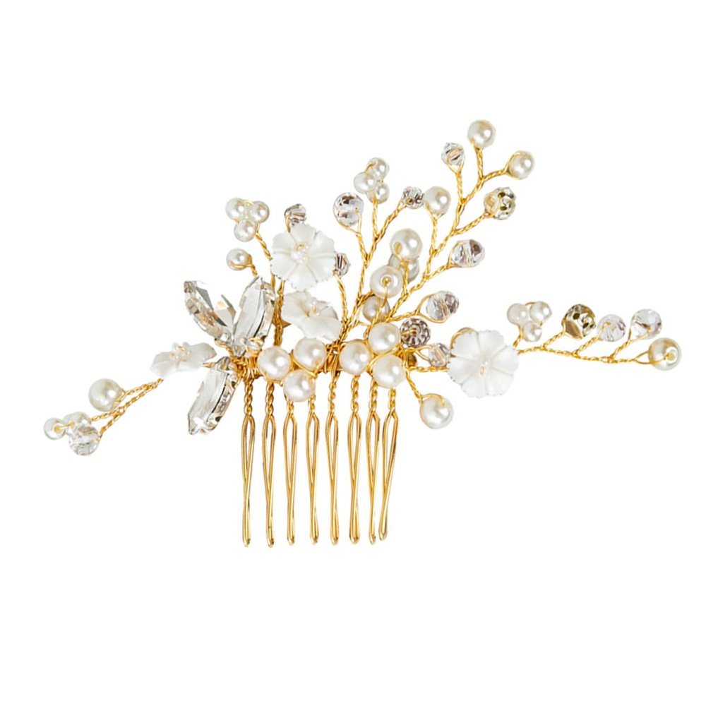 Beatifufu Women Crystals Hair Comb Bridal Flower Hair Jewelry for Wedding Decoration Elegant Wedding Headpiece for Brides and Bridesmaids Handmade Accessory for Special Occasions