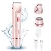 XieJY Women's Body Shaver, 2 in 1 Head Bikini Trimmer Rechargeable Eletctric Shaver for Women IPX7 Waterproof Wet and Dry Hair Trimmer for Facial Face Lip Chin Underarm Legs (Pink) view 1
