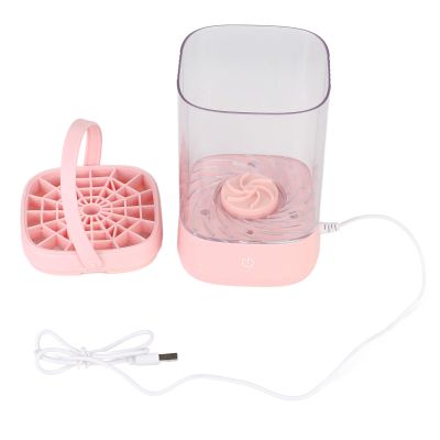 WOOXGEHM Electric Makeup Brush Cleaner, Transparent Visual, Deep Gentle Cleaning Cosmetic Brush Cleaner, 7000rpm Automatic Makeup Brush Cleaning Machine (Pink)