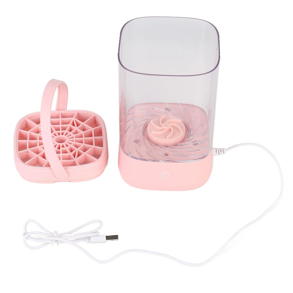 WOOXGEHM Electric Makeup Brush Cleaner, Transparent Visual, Deep Gentle Cleaning Cosmetic Brush Cleaner, 7000rpm Automatic Makeup Brush Cleaning Machine (Pink)