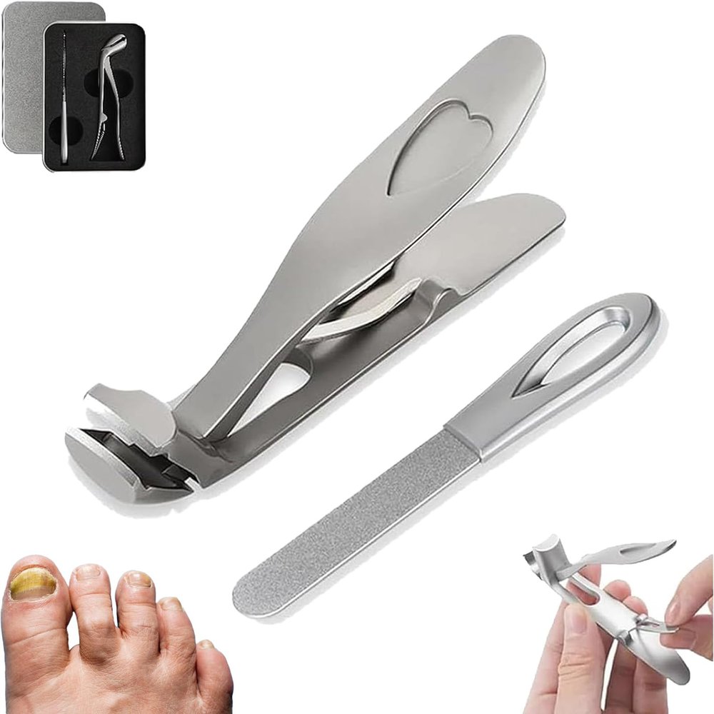 Clipdoc Max Toenail Clipper, Clipdoc Max Toe Nail Clipper, Clipdoc Max Nail Trimmer, Wide Jaw Opening Anti-Splash Nail Clipper, Toenail Clippers for Thick Nails (Silver)