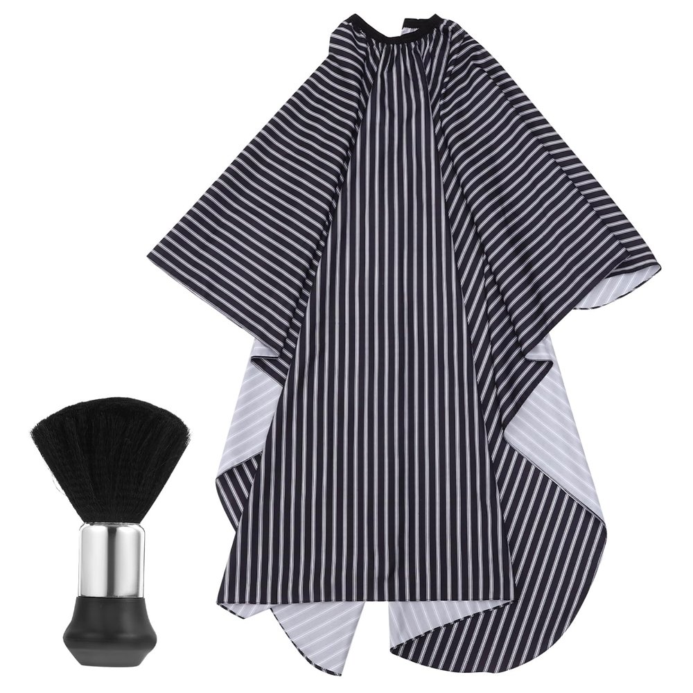 Beaupretty Barber Cape with Adjustable Elastic Neck and Neck Duster Brush for Hair Cutting and Styling Salon Home Use