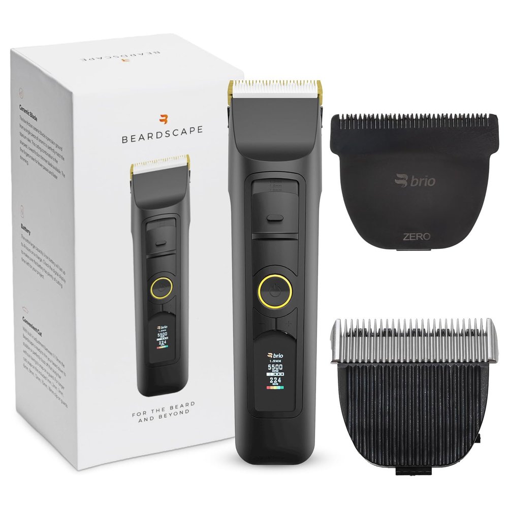 Brio Beardscape V2 Black Bundled with Zero Blade & Body Blade, Featuring Adjustable Ceramic Blade & Length Guards, a Complete Kit for All Your Grooming Needs
