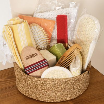 1 Set Skin Care Set Cleaning Body Bath Accessories Set Body Exfoliating Set Bath Shower Set Body Scrubber Bath Body Bath Set Large Rope Loofah Set, Spa Set (The soap was Used for Visual Purposes)