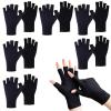 6 Pairs Eczema Gloves Fingerless Gloves Eczema Touchscreen Hand Gloves Moisturizing Overnight for Dry Hands Sleeping for Women and Men (Black) view 1