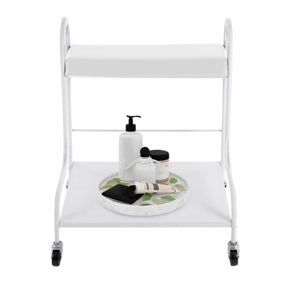 Beauty Salon Nail or Foot Bath Spa Portable Trolley Cart, Esthetician Trolley Cart, Manicure Foot Rest with Wheels and Handles, Pedicure Stool, for Foot Bath, Beauty Salons, Hair Salons (White)