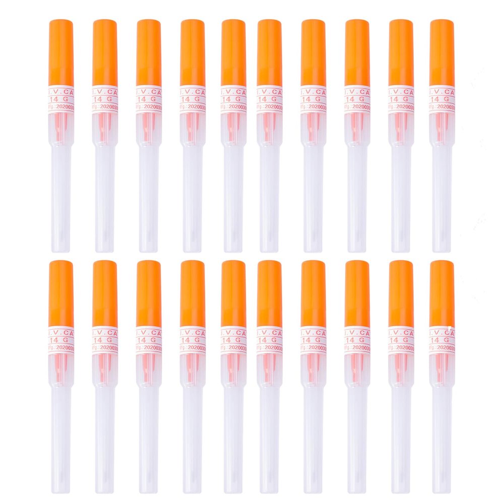 20Pcs IV Catheter 14G Disposable Catheter Piercing Ear Nose Piercing Hollow for Lip Tongue Cartilage Belly Piercing Needles Kit Piercing Tool