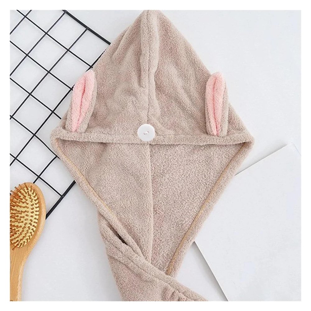 1pc Hair Towels Super Absorbent Hair Drying Towel Turban for Women and Girls Quick Magic Hair Dry Hat(Khaki)